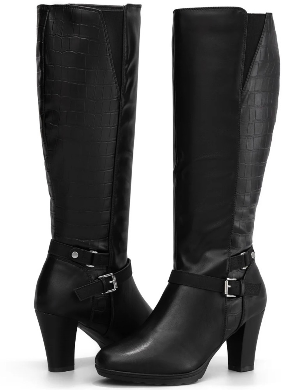 Women’s MySoft Knee High Boots Black Vegan Leather Wide Calf NWT sz 8.5
